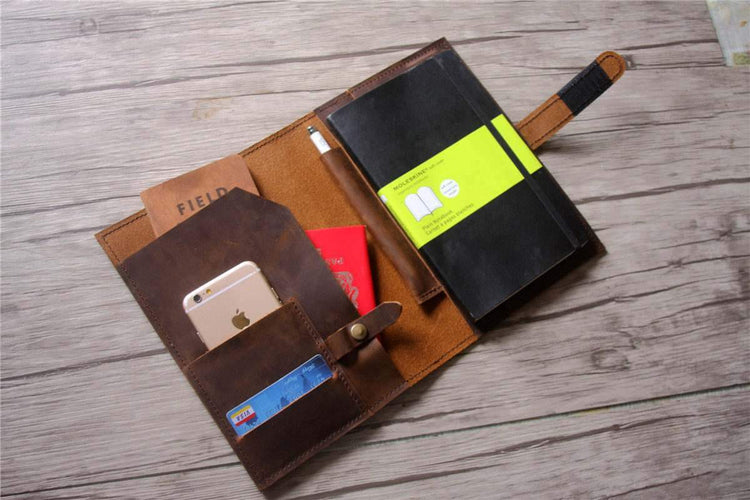 engraved leather art journal cover notebook holder