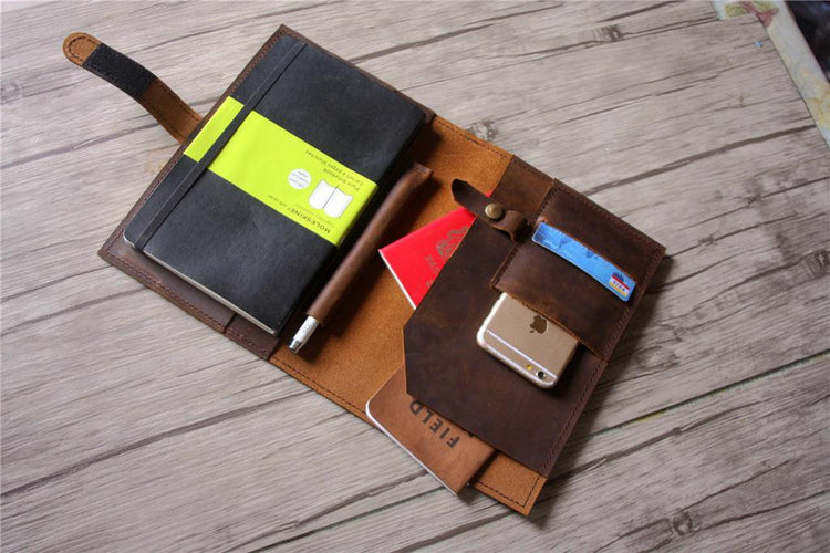 engraved leather art journal cover notebook holder