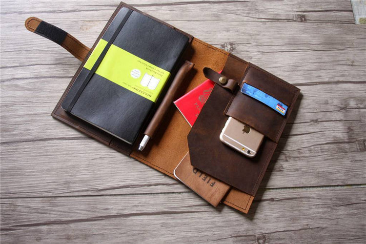 engraved leather art journal cover notebook holder