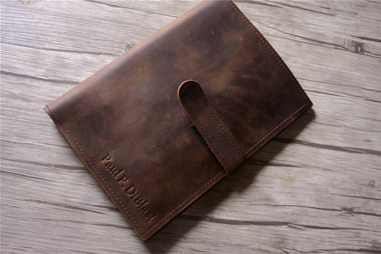 engraved leather art journal cover notebook holder