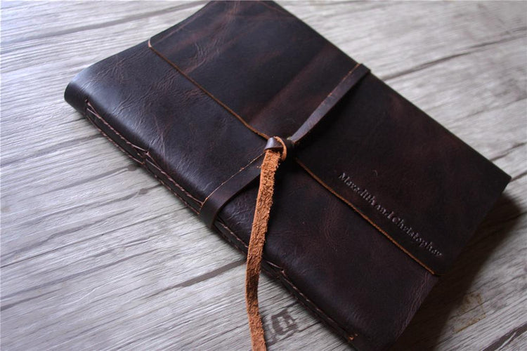 large leather memory book personalized