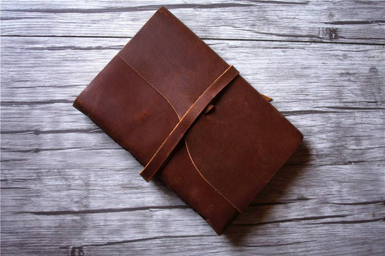 brown leather memory book