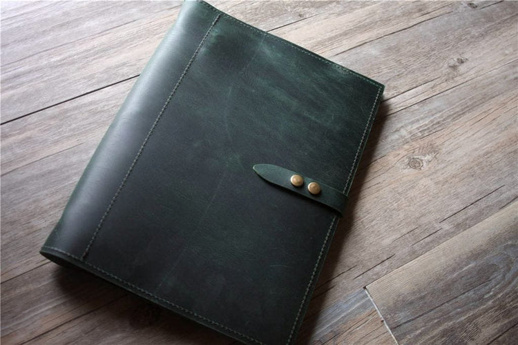 rustic green leather organizer