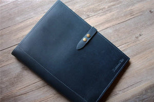 blue leather organizer handmade