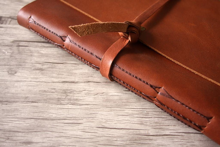 saddle leather birthday party guest books