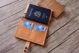 handmade leather passport sleeve cover