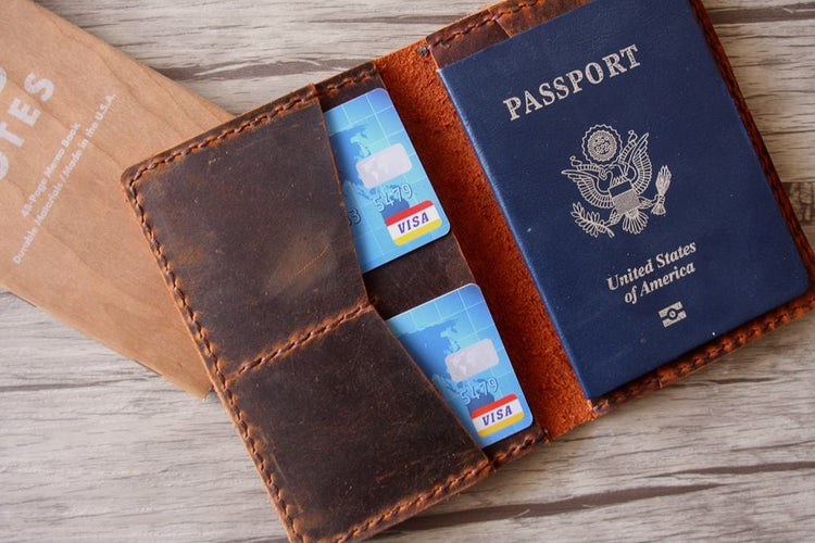 brown mens passport wallet 