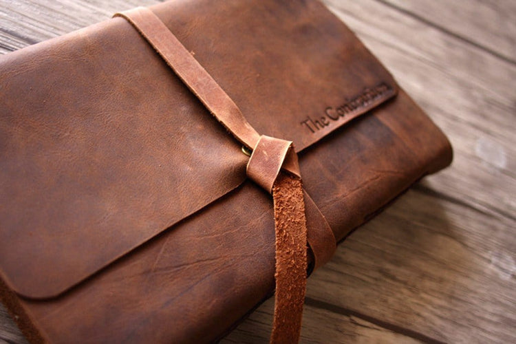 rustic leather baby shower guest book album