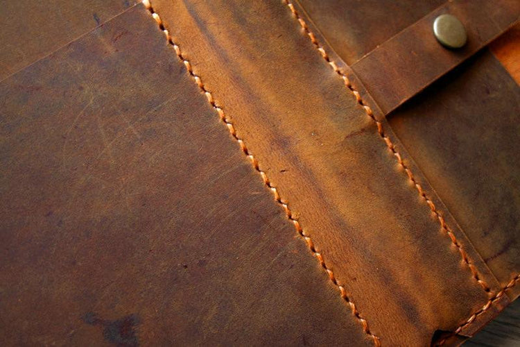 Brown Leather Sleeve for iPad Pro 12.9 Inch Stitching