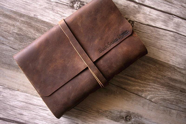 vintage brown leather writing journal notebook