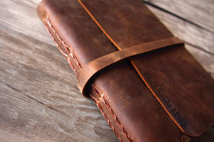 vintage brown leather writing journal notebook
