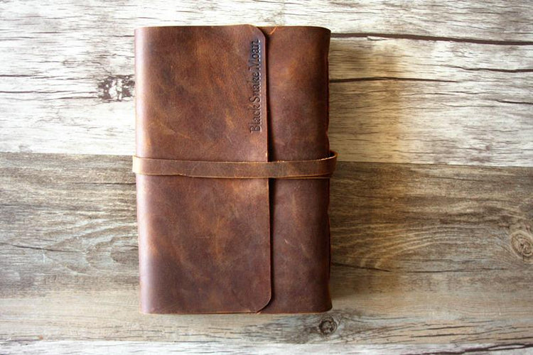 vintage brown leather writing journal notebook