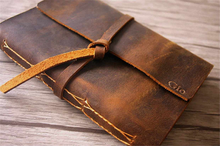 emboss leather bound notebook