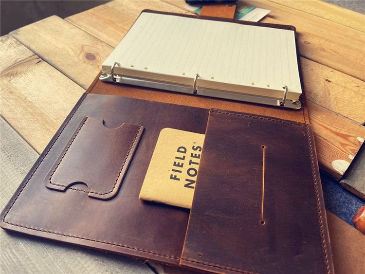 Large Personalized Vintage Brown Refillable Leather Journal