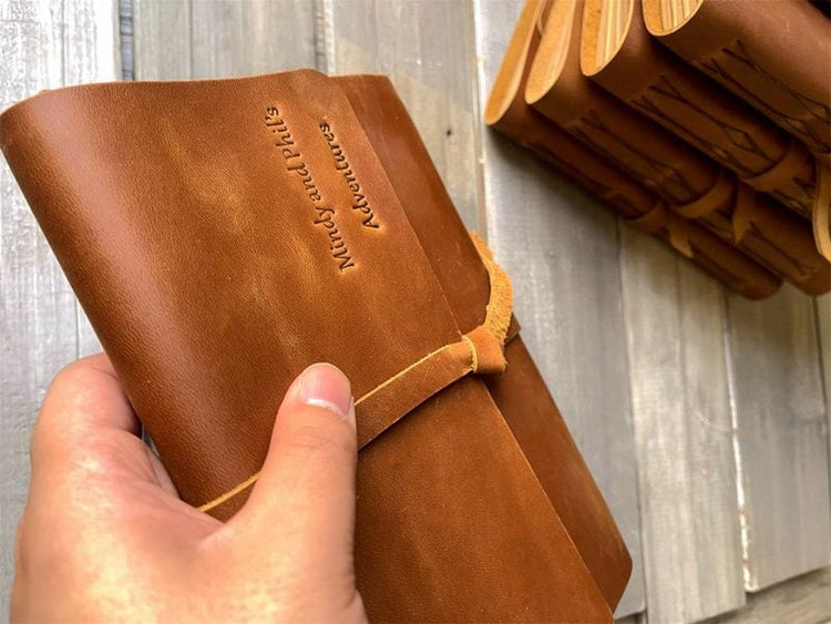 Mens Personalized Leather Journal with Lined Paper