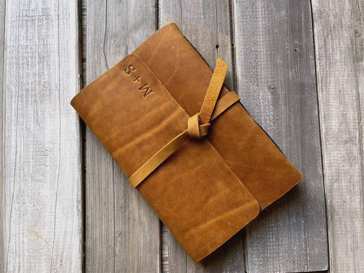 Mens Yellow Leather Bound Sketchbook Journal