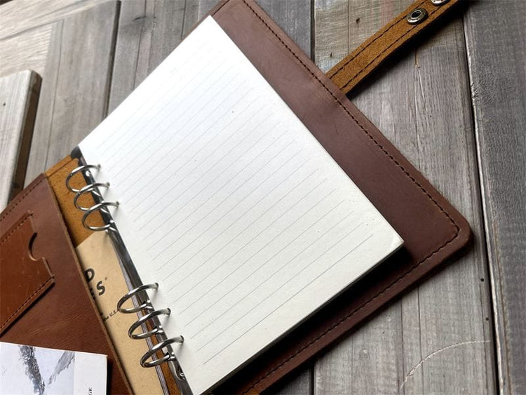 Handmade Leather Ring Binder Refillable Journal Notebook