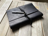 Vintage Personalized Black Leather Wrap Journal