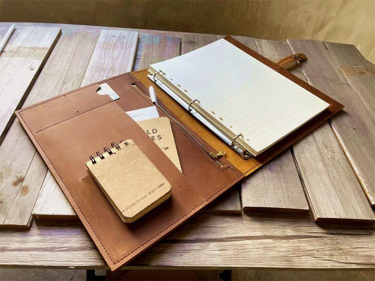 Custom Zippered Pocket Refillable Leather Notebook