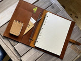 Womens Custom Zippered Pocket Refillable Leather Notebook