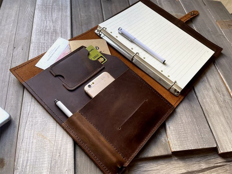 A4 Personalized Refillable Leather Journal Binder Folio