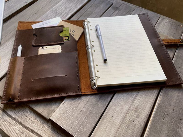 Personalized Refillable Leather Journal Binder Folio