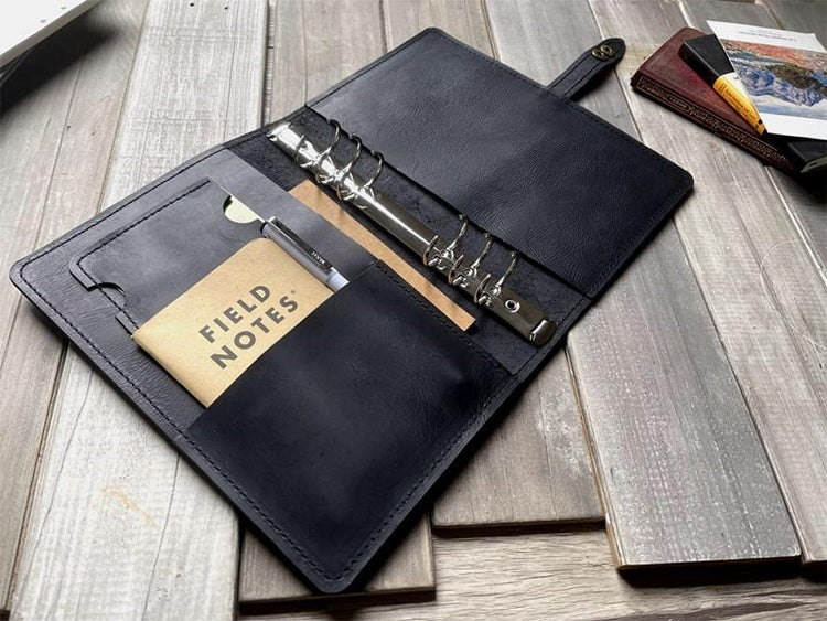 A5 Refillable Black Leather Journal