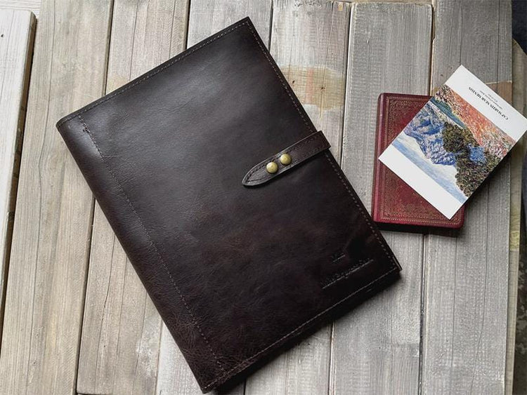Personalized Dark Coffee Zippered Refillable Leather Notebook Journal