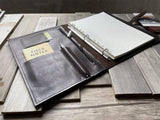 Handmade Dark Coffee Zippered Refillable Leather Notebook Journal