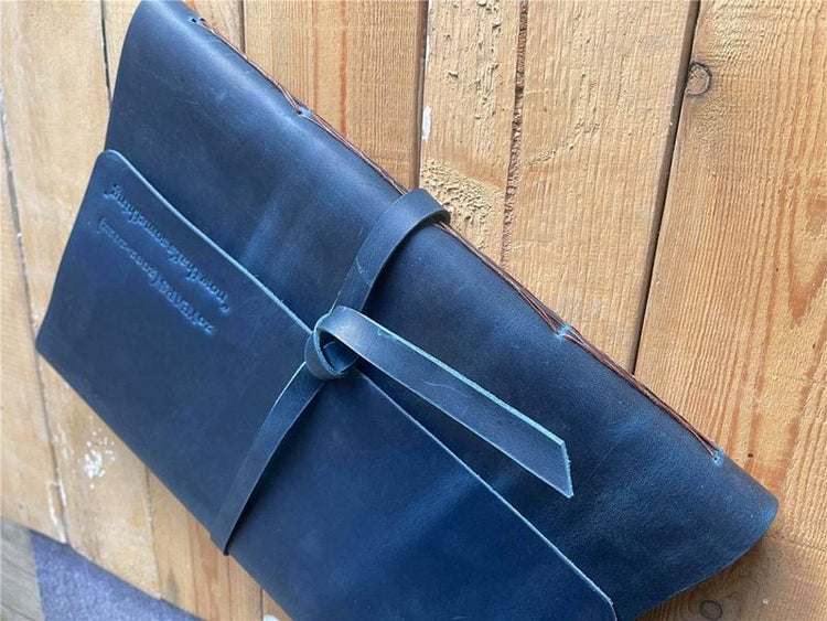 Mens Custom Blue leather Bound Journal