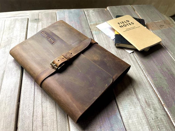 Distressed Vintage Brown Leather Journal Buckle