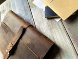 A5 Distressed Vintage Brown Leather Journal Buckle