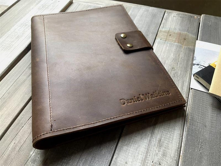 Custom Vintage Zippered Refillable Leather Notebook Journal