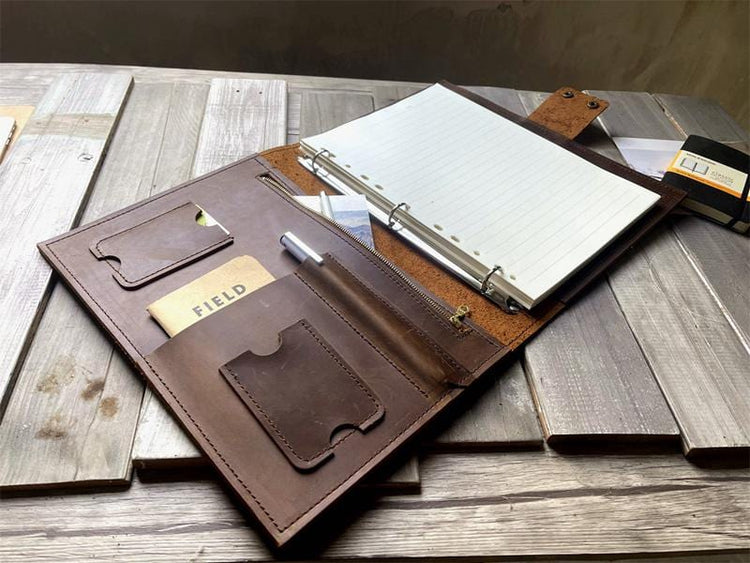 Vintage Zippered Refillable Leather Notebook Journal