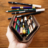 zippered leather pencil box