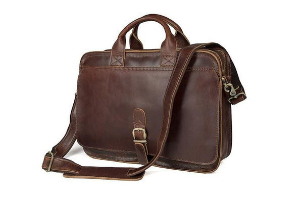 Brown leather laptop bag 17 inch Clearance