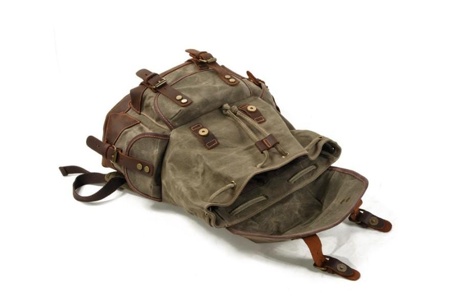 canvas or leather backpacks Waxed Canvas Leather Travel Rucksack Canvas With Full Grain Leather Laptop Bag Retro Waterproof Outdoor Hiking Backpack MC9508 Black