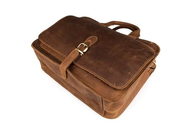 brown large leather laptop bag