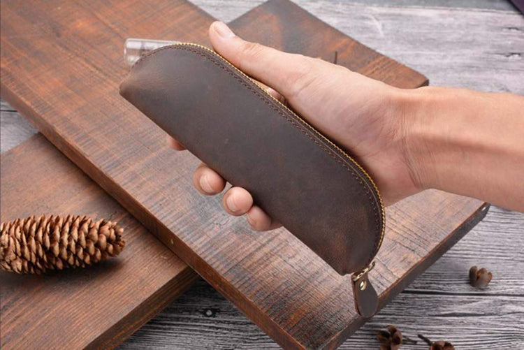 handmade leather pen sleeve