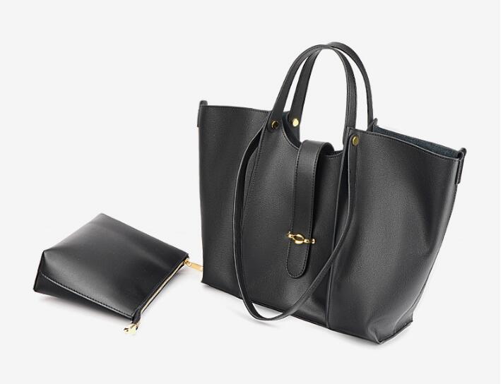 Women's Leather Tote Handbag Black