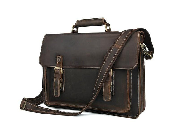 dark brown leather laptop bags