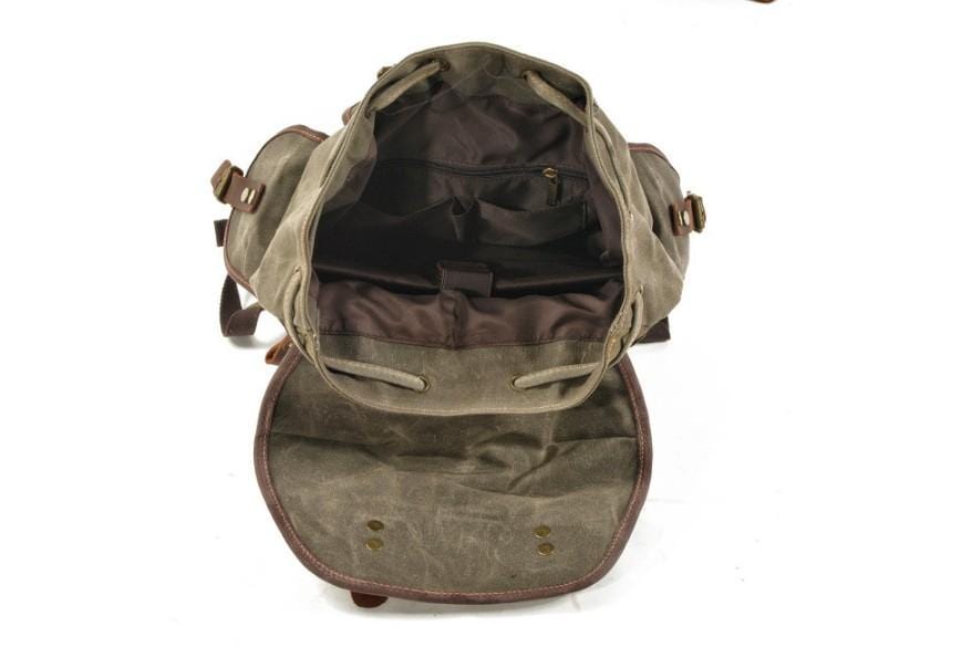 The Trailblazer Bushcraft Waxed Canvas Backpack In Army Green