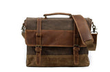 Mens Coffee Canvas and Leather Messenger Bag 
