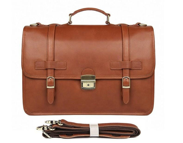 Brown Leather 15 Inch Large Laptop Bag Travel Briefcase – LeatherNeo