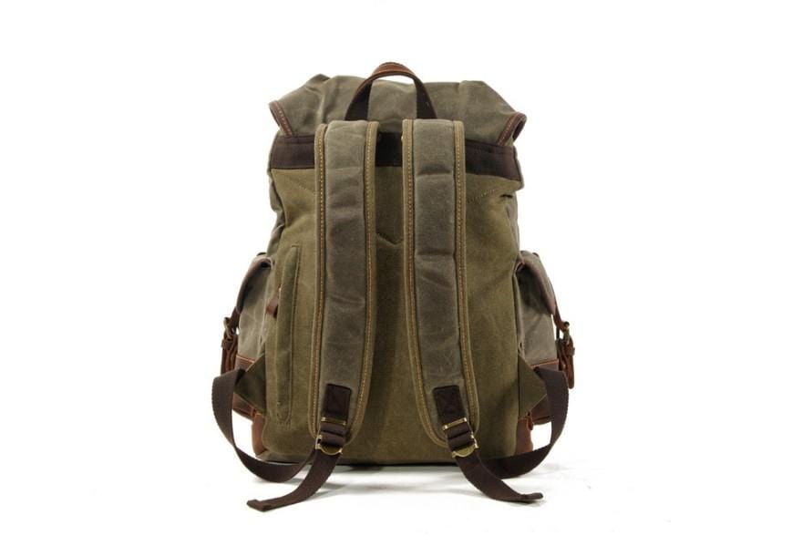boubideal canvas and leather backpack Unisex Canvas Backpack - Black, Grey, Green or Khaki