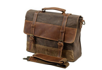 men's brown canvas messenger bag