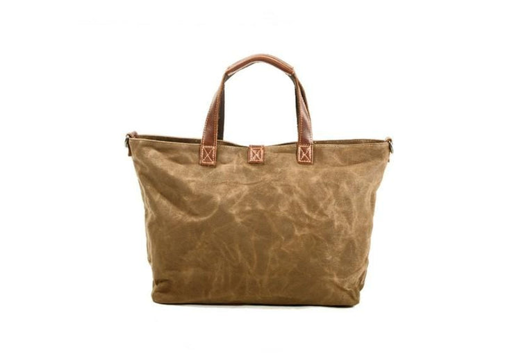 leather handle canvas tote bag