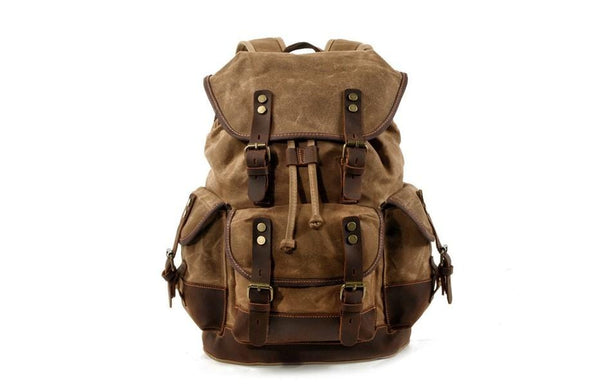 unisex khaki canvas backpack bag purse