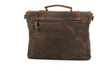 Mens Coffee Canvas and Leather Messenger Bag 