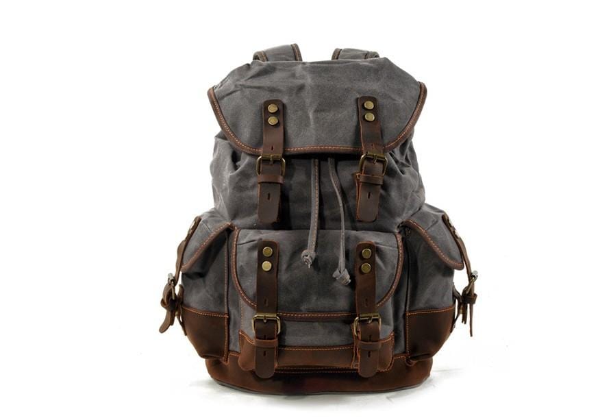 canvas and leather backpacks uk Unisex Canvas Backpack - Black, Grey, Green or Khaki